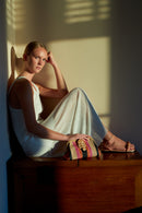 Rovena Peach Flat Ankle Cross Sandal