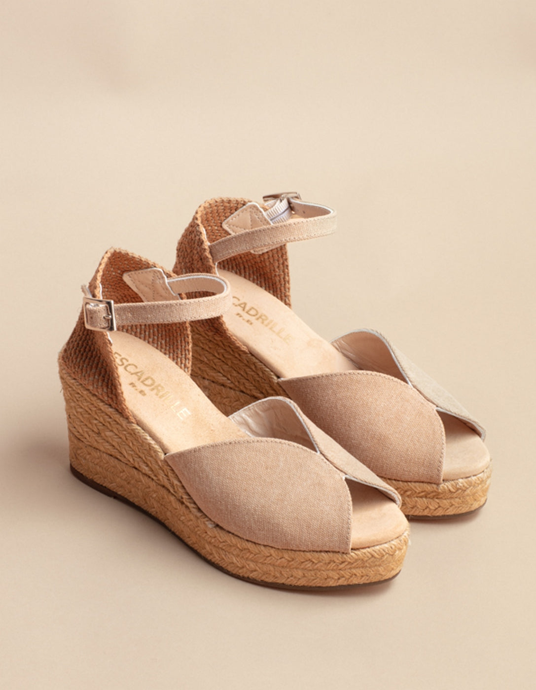 Alpargatas Cuña Novia Sevilla - Lona Beige - Mujer