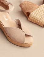 Alpargatas Cuña Novia Sevilla - Lona Beige - Mujer