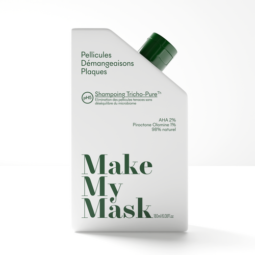 Le shampoing anti-pelliculaire au pH5 de MakemMyMask à l'action anti-fongique et exfoliante, anti-récidive