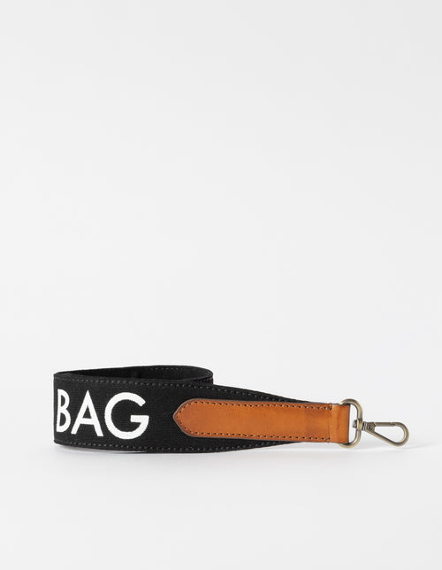 Bandoulière Short Canvas Logo Strap - Noir