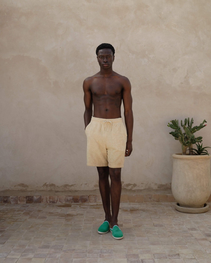 Short éponge homme beige Angarde packshot face