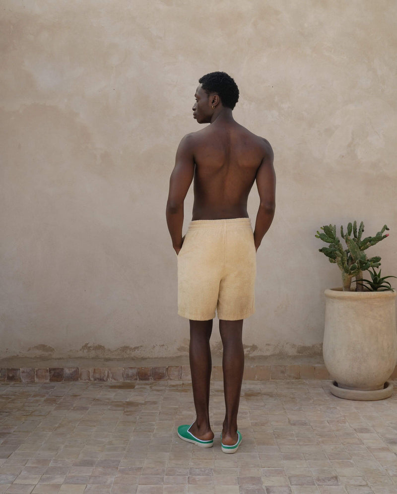 Short éponge homme beige Angarde packshot dos