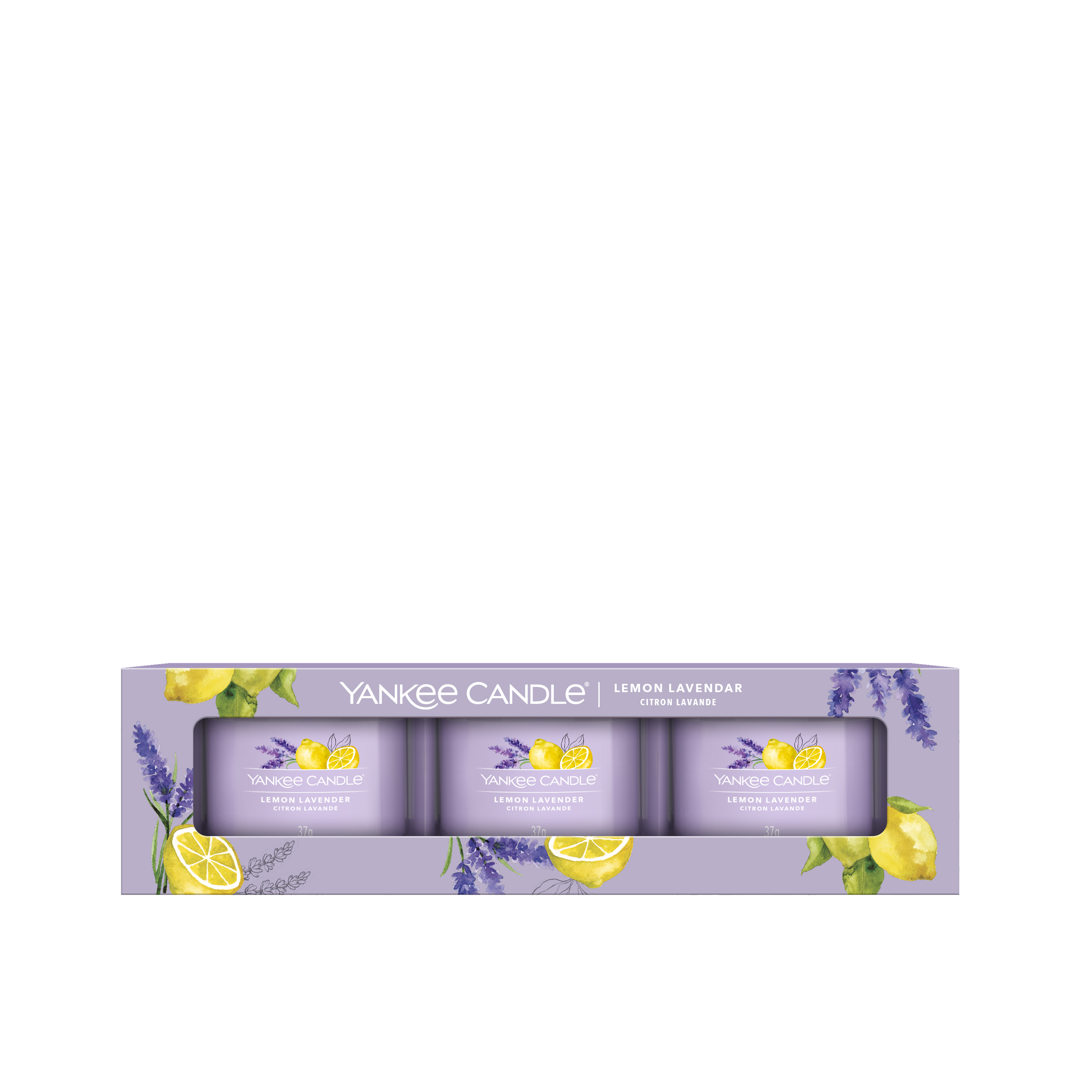 3 Velas Votivas En Vaso - Limón Lavanda