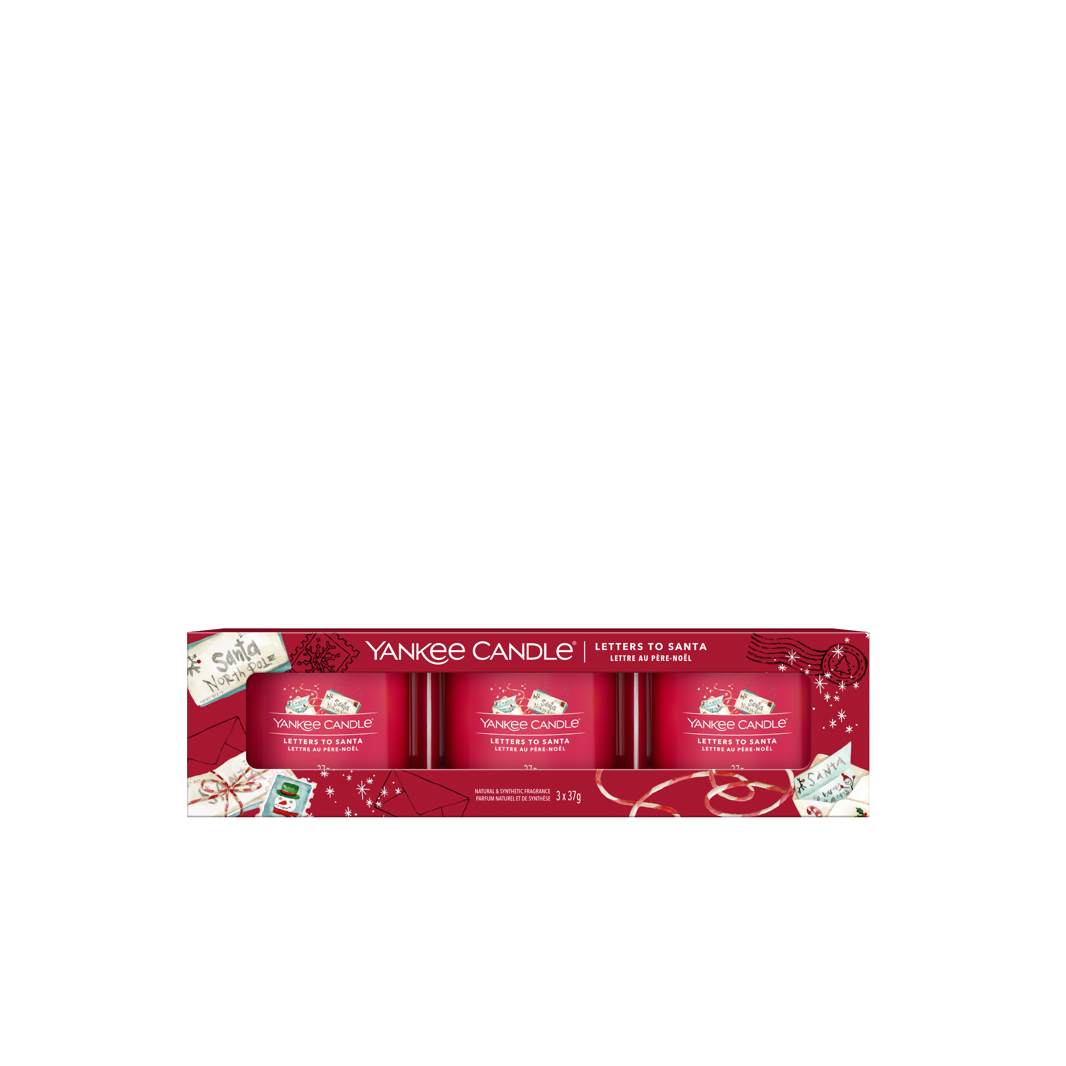 3 Velas Votivas de Vidrio - Cartas a Papá Noel