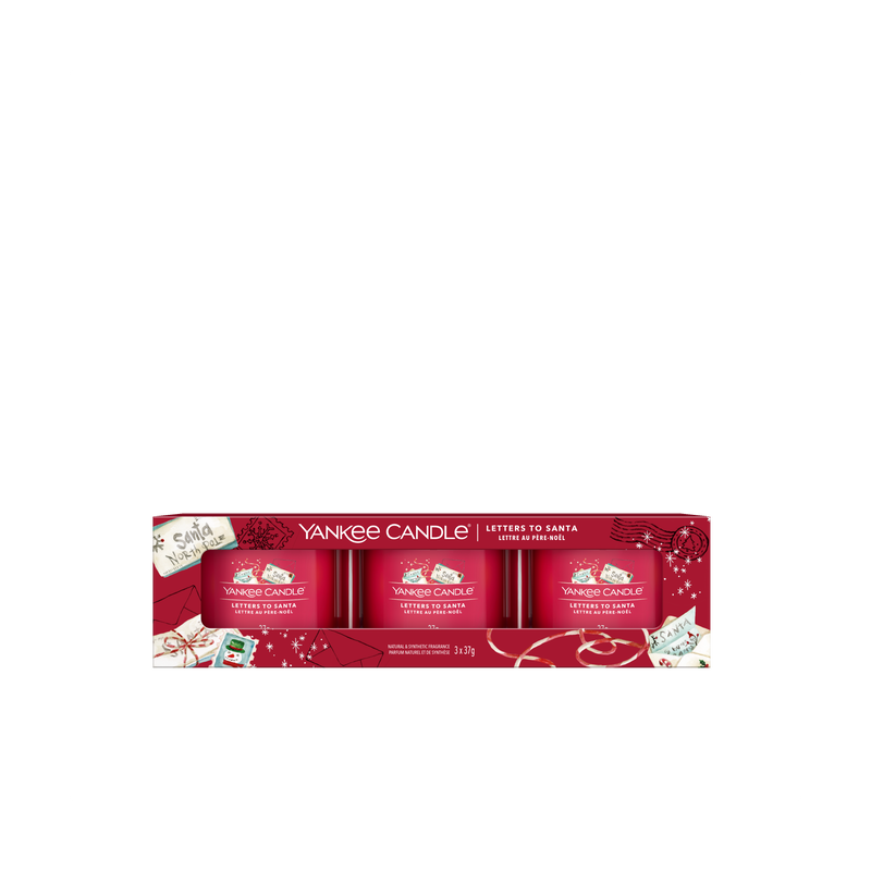Yankee Candle - 3 Glass Votive Candles - Letters to Santa