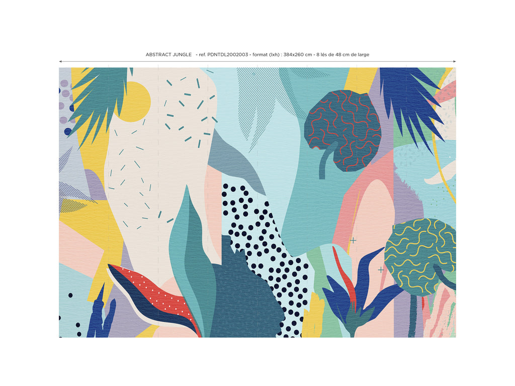 Abstract Jungle Panoramic Wallpaper - Multicolor