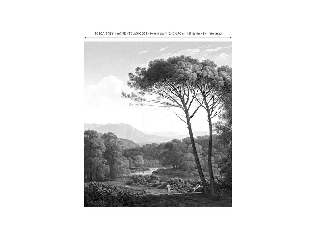 Panoramic Wallpaper Tosca Gray - Black