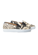 Canvas Slip-Ons With Large Black And Cream Poppies Pattern