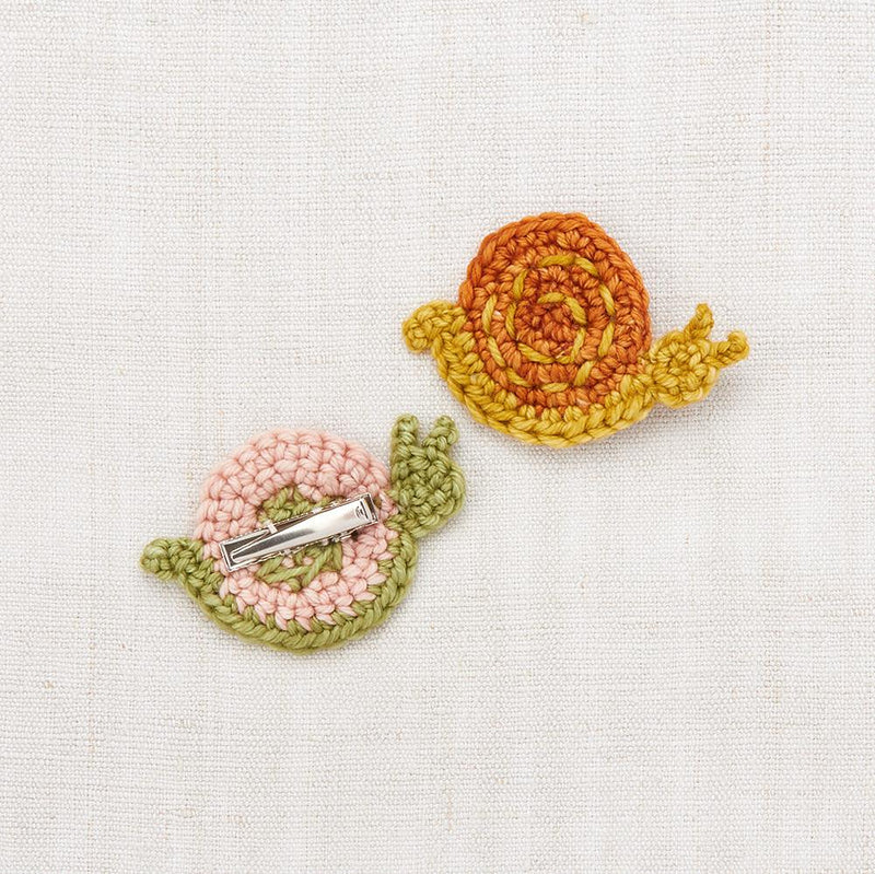 Duo of Snail faded pink barrettes - Misha & Puff selection available on www.amaetc.com, eco-friendly concept store for children