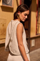 Miguel Beige Linen Vest