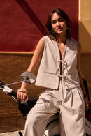 Miguel Beige Linen Vest