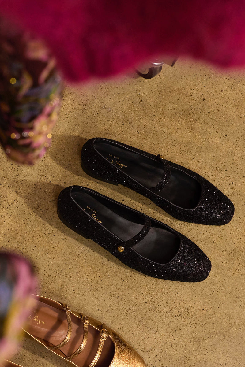 Bebé Simona Negro Glitter