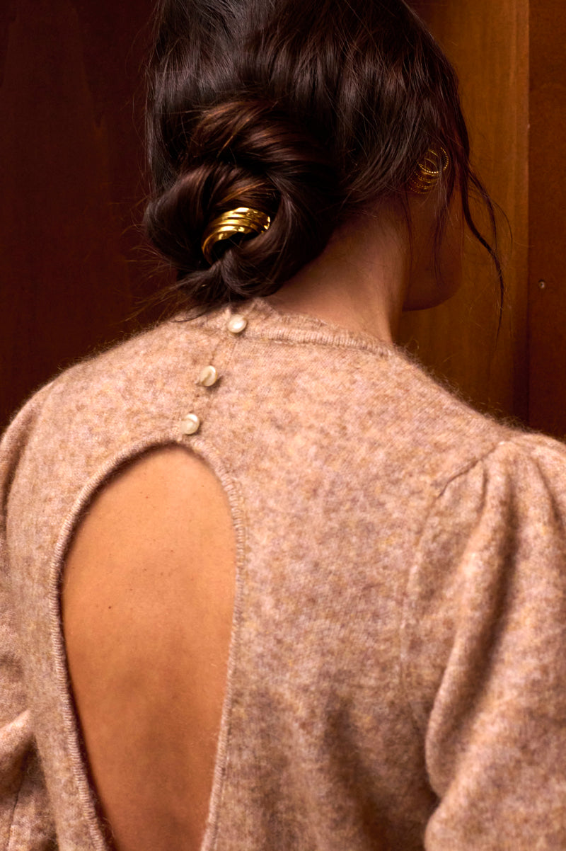 Robe Maille Noelle Camel