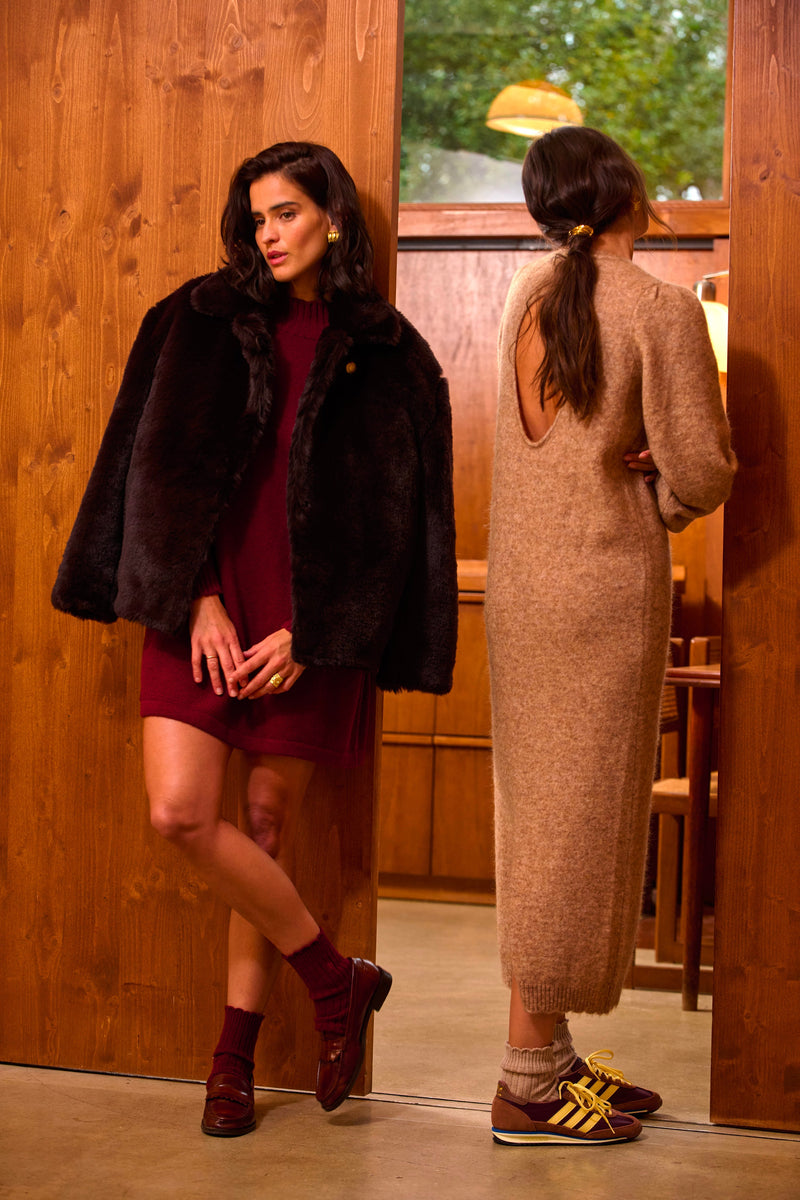 Robe Maille Noelle Camel