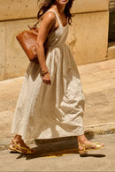 Ecru Embroidered Tabby Dress