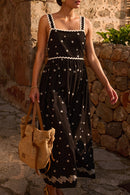 Black Tabby Embroidered Dress