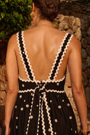 Black Tabby Embroidered Dress