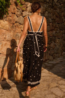 Black Tabby Embroidered Dress