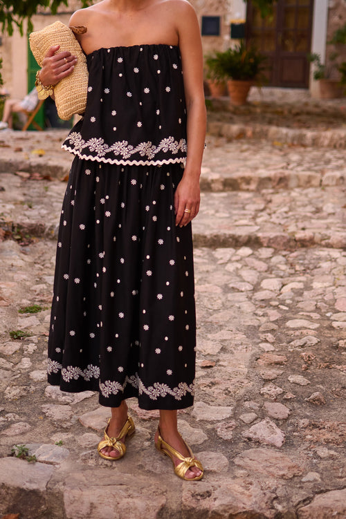 Thaumas Black Embroidered Bustier