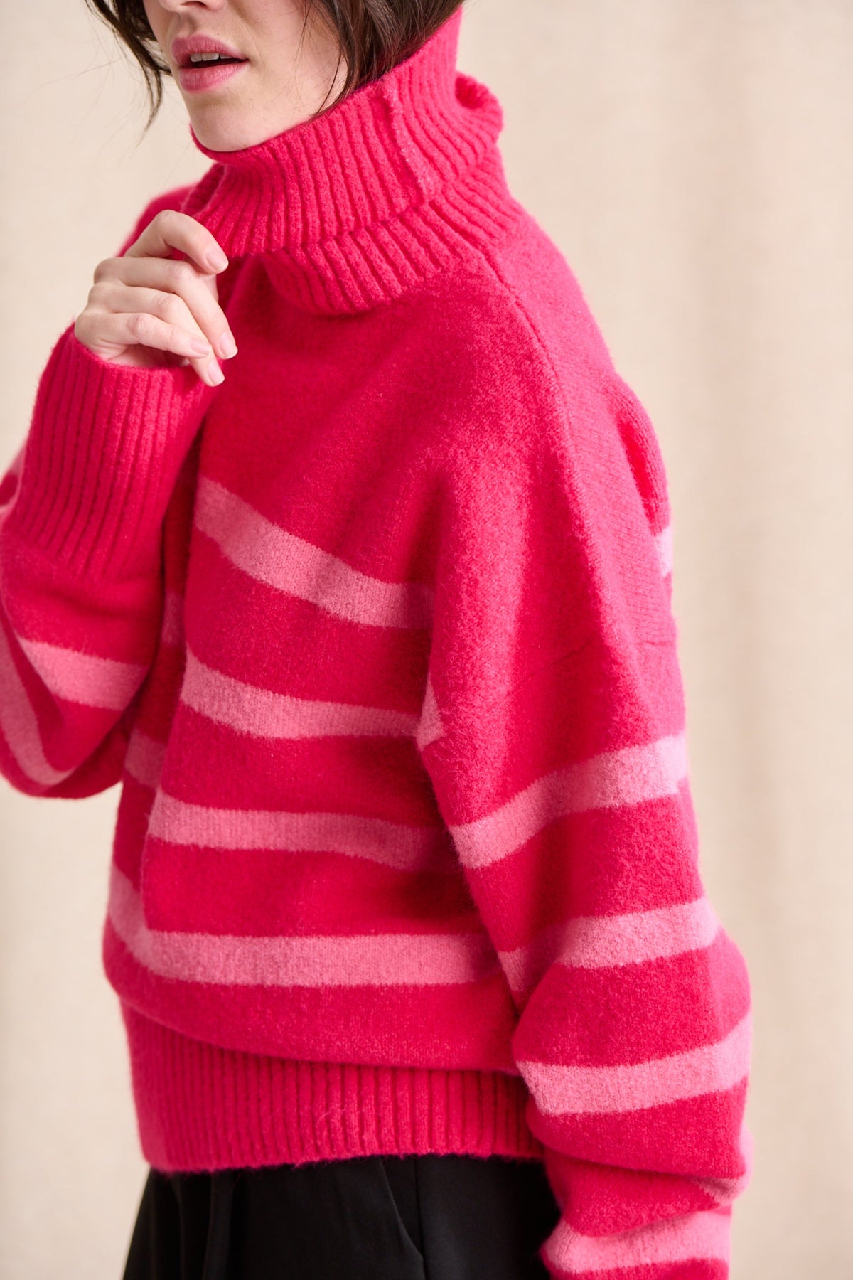 Malo Sweater - Fuchsia Pink Stripe