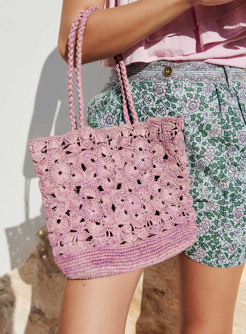 PANIER VIOLET RAPHIA SUNDAY PETITE MENDIGOTE