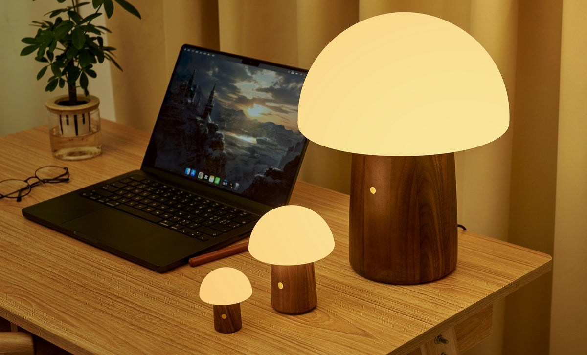 Lampe Champignon Alice - Noyer Naturel