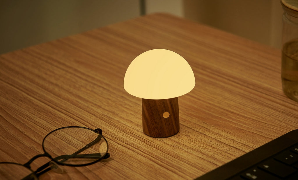 Lampe Champignon Alice - Noyer Naturel