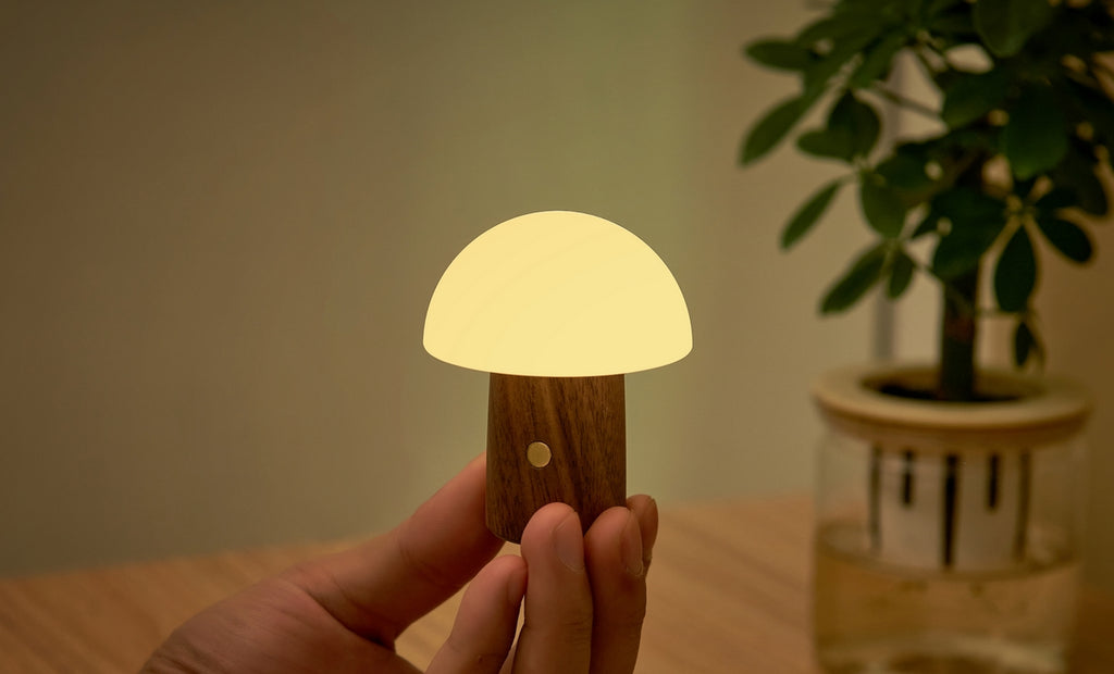 Lampe Champignon Alice - Noyer Naturel