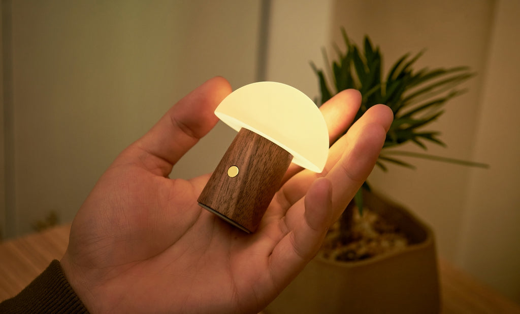 Lampe Champignon Alice - Noyer Naturel