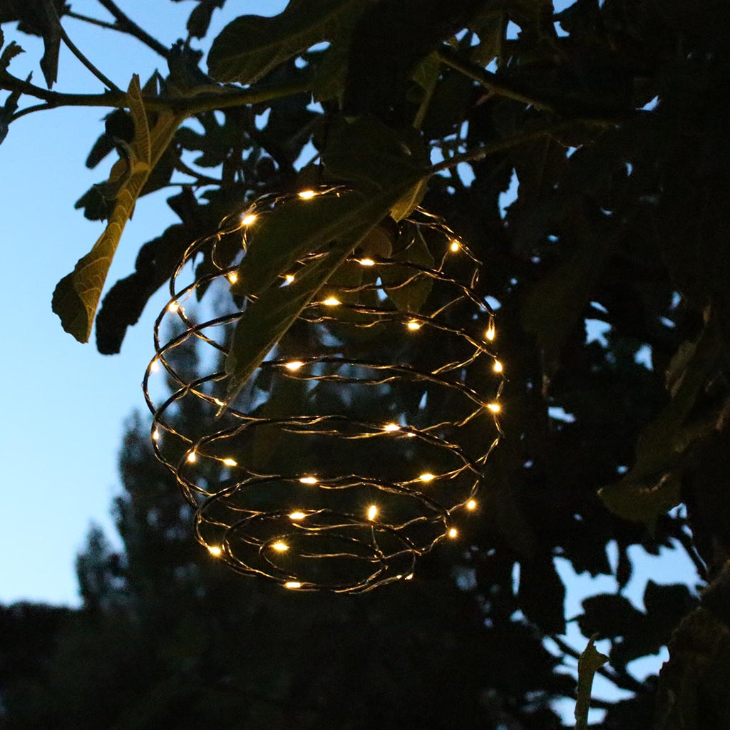 Lámpara colgante solar espiral metal micro LED blanco cálido ORION H37cm - REDDECO.com