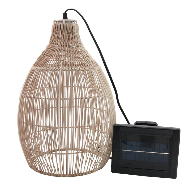 Lámpara colgante solar bohemia natural estilo cestería tejida LED blanco cálido HOLIDAY H42cm - REDDECO.com
