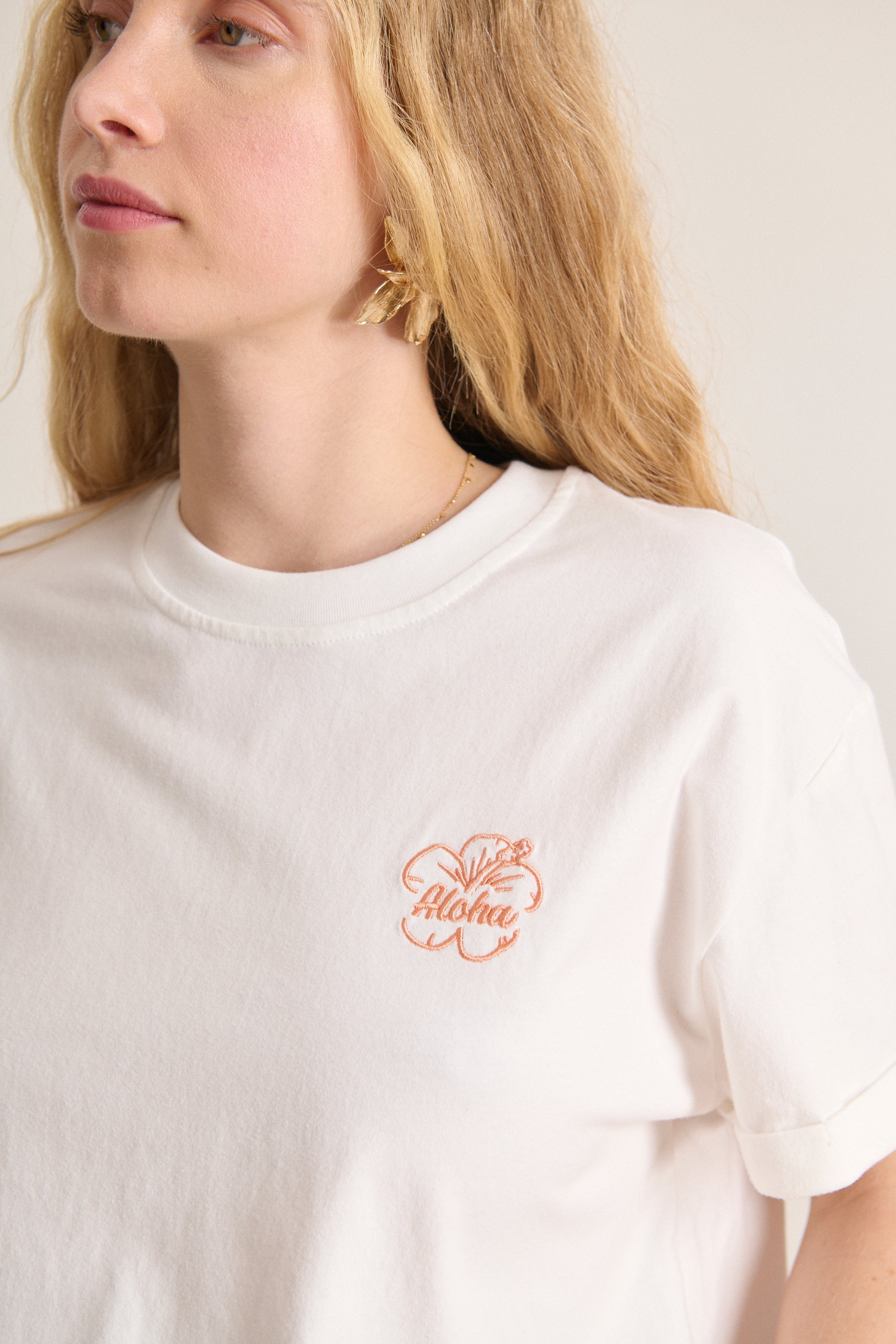T-shirt à manches courtes 100 % coton broderie estivale collection femme printemps été