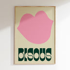 Typography - Affiche Bisous Vintage - Rose