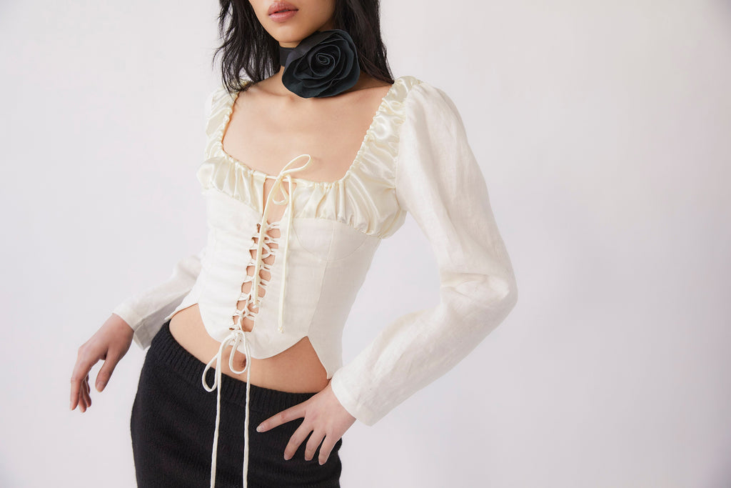 Salvia Corset Blouse - Cream