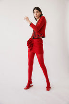 Fabrizia Mixed Wool Mini Skirt - Red