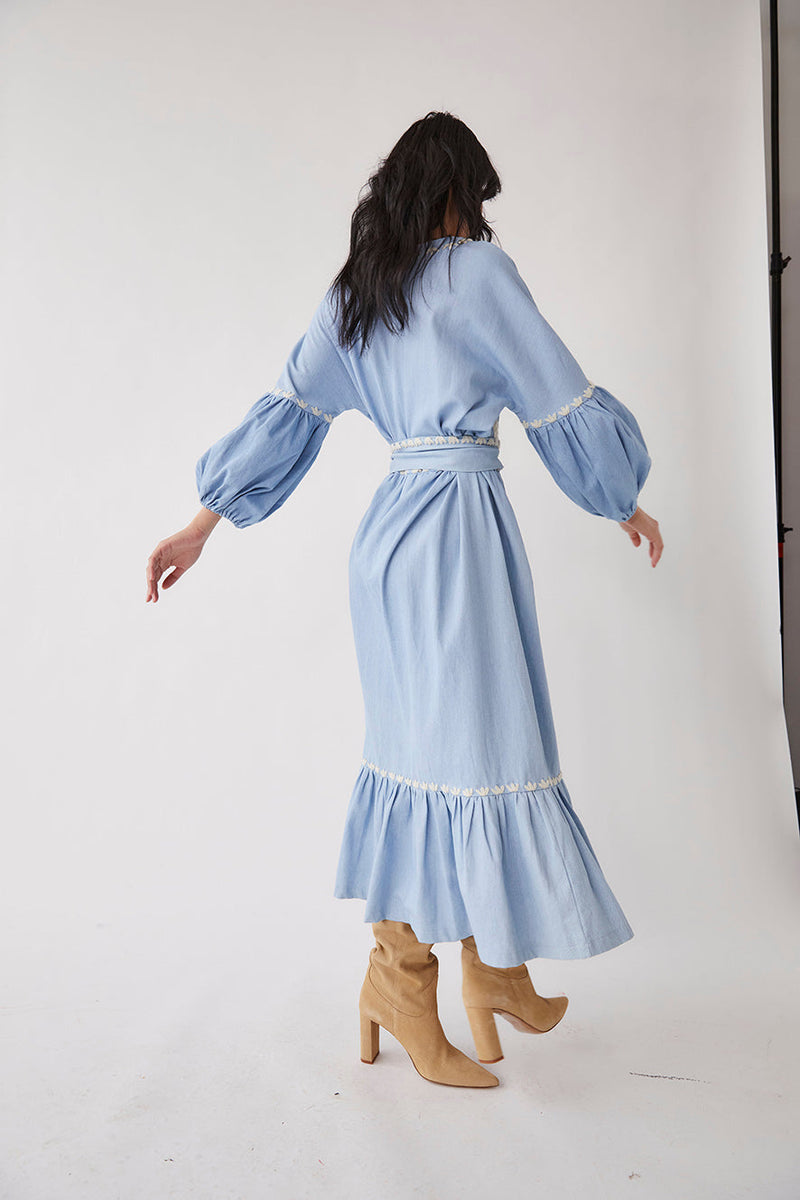 Lesly Long Denim Dress - Denim