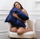 Organic Silk Pillow Case - Navy Blue