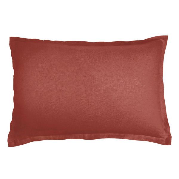 Taie D'Oreiller Unie - Lin Lave - Terracotta