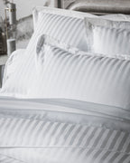 Satin Uni Jacquard - Funda De Almohada - Blanco