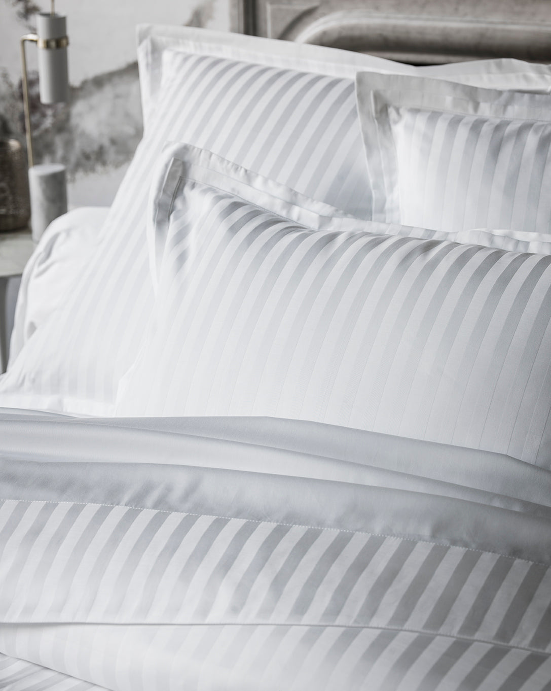 Satin Uni Jacquard - Funda De Almohada - Blanco