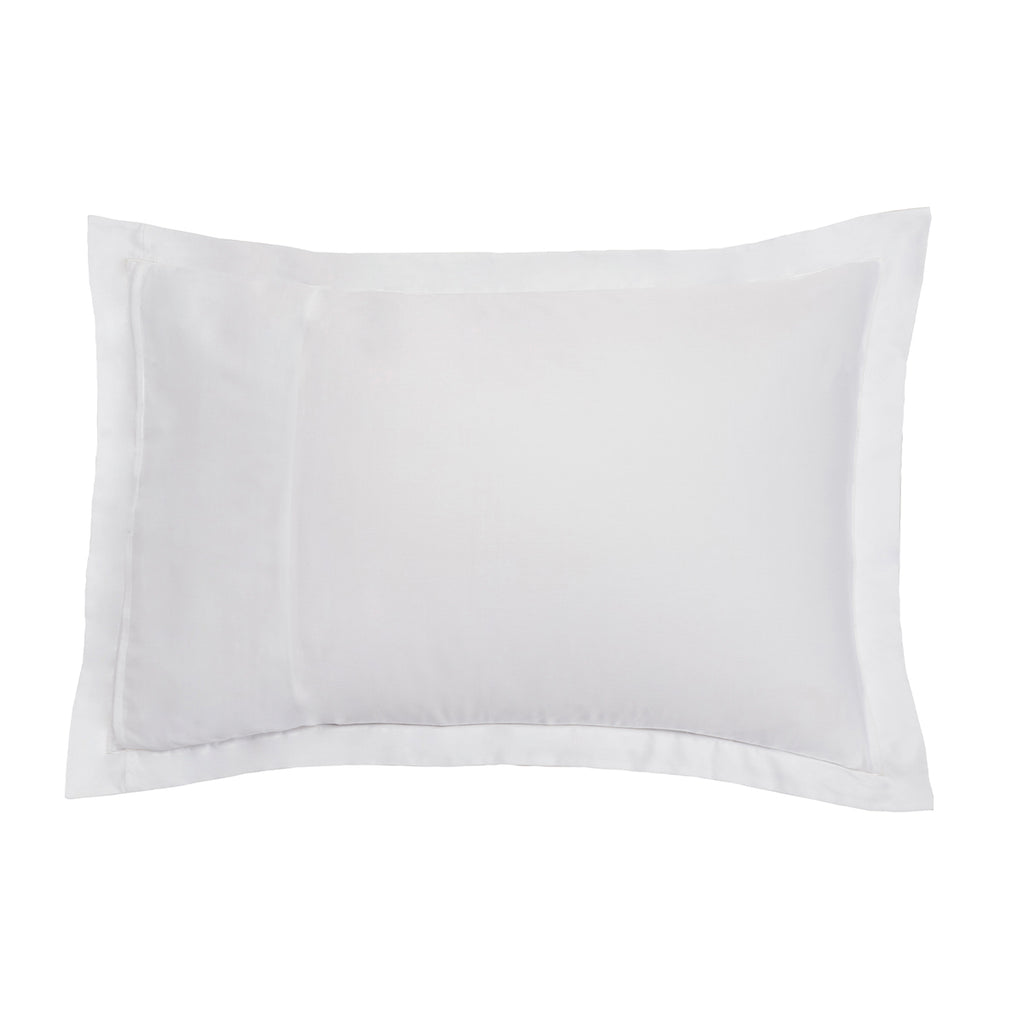 Satin Uni Jacquard - Funda De Almohada - Blanco