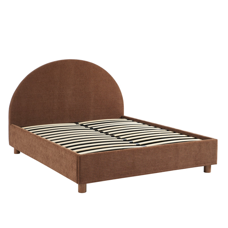 Lit Coffre Taijo - Velours Marron - Sommier Inclus