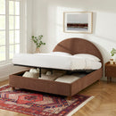 Lit Coffre Taijo - Velours Marron - Sommier Inclus