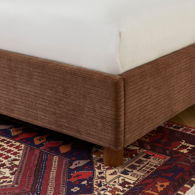 Lit Coffre Taijo - Velours Marron - Sommier Inclus