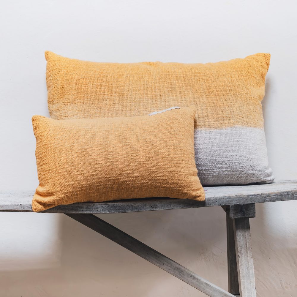 Slub Cotton Talc Cushion - Marigold