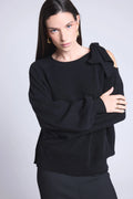 Maglione Girocollo Apertura Fiocco Spalla Tamara - Nero - Donna - 100% Cashmere