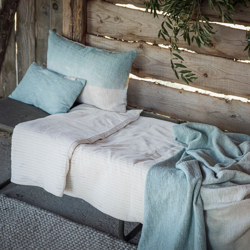 Plaid En Coton Flammé Tandem - Coloris Aqua