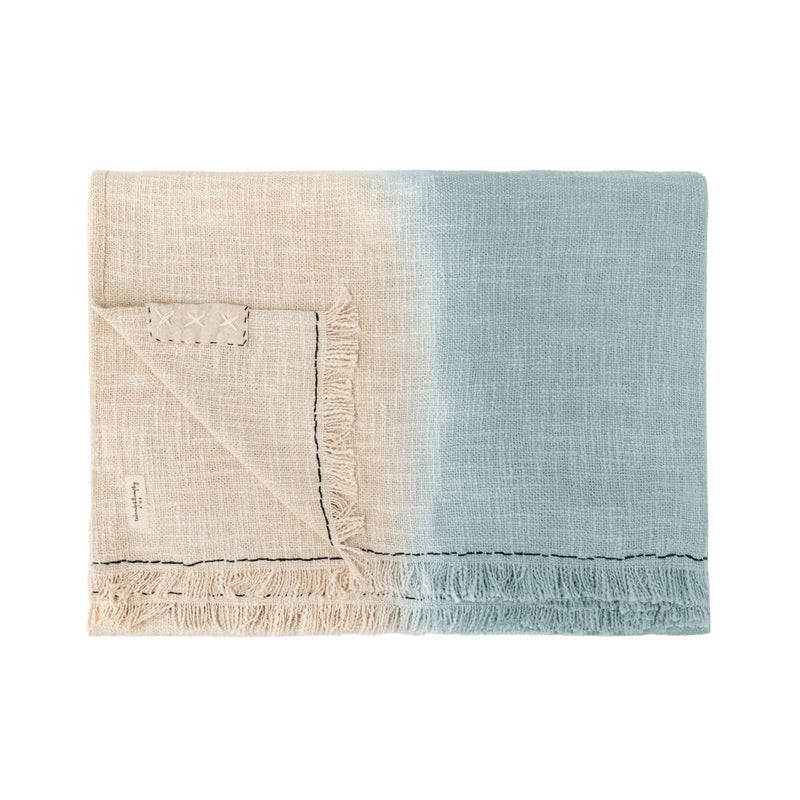 Plaid En Coton Flammé Tandem - Coloris Aqua