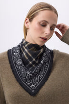 Petit Bandana Tartan - Vert Khaki - Femme